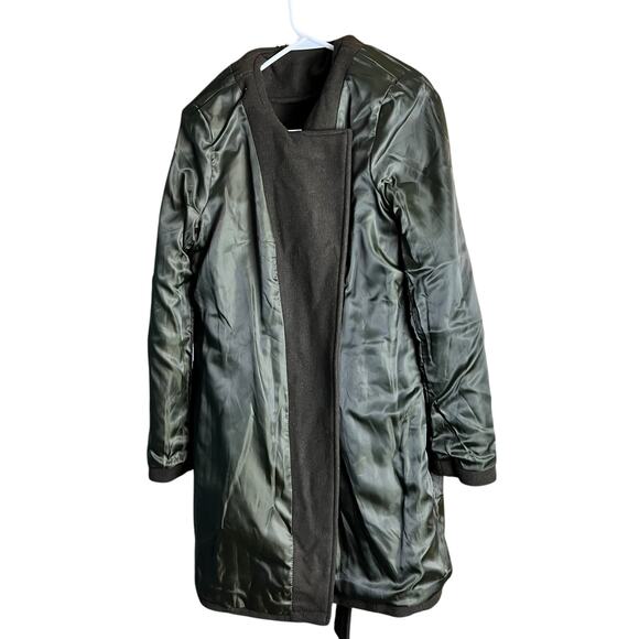 Michael Michael Kors Women’s Wool Blend Asymmetrical Gold Zipper Heavy Coat Med - Picture 6 of 9